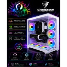 Okatech Ryzen 5 7500F 32 GB Ddr5 1 Tb Nvme SSD RTX5060 8gb 145W Windows 11 Pro 7 Rgb Fanlı Beyaz Akvaryum Kasa Oyuncu Bilgisayarı