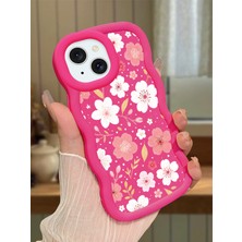 Ucuc iPhone 13/14 Uyumlu Fuşya Silikon Kılıf Kamera Korumalı Darbe Emici Tasarım Şık Baskı Kılıf