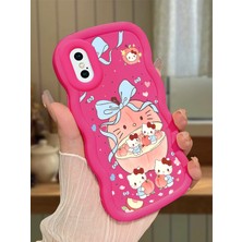 Ucuc iPhone X/xs Uyumlu Fuşya Silikon Kılıf Kamera Korumalı Darbe Emici Tasarım Şık Baskı Kılıf