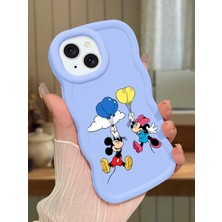 Ucuc iPhone 13/14 Uyumlu Mavi Silikon Kılıf Kamera Korumalı Darbe Emici Tasarım Şık Baskı Kılıf