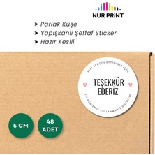 Nur Print Yapışkanlı Sticker, Yuvarlak Etiket, Parlak Kuşe Bizi Tercih Ettiğiniz Için 'teşekkür Ederiz' Yazılı