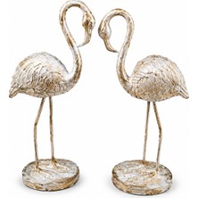 Gitti Gitti Ikili Flamingo Takımı Polyester Dekoratif Biblo Seti