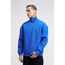 Machinist Erkek Basic Yüksek Yaka Sweatshirt Açık Mavi