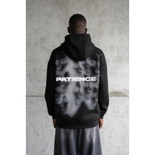 Machinist Erkek Patience Baskılı Kapüşonlu Sweatshirt Siyah