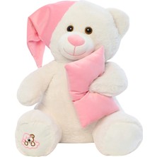 Pufu Toys Pelüş Uyku Arkadaşım Ayıcık 60 cm Beyaz Pembe 03007