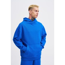 Machinist Erkek Basic Diagonel Kapüşonlu Sweatshirt Açık Mavi