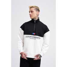 Machinist Erkek Yoke Detail Sweatshirt Ekru-Siyah