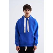 Machinist Erkek Nakış Detaylı Kapüşonlu Sweatshirt Açık Mavi