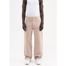 Machinist Erkek Jakarlı Baggy Jean Pantolon Vizon