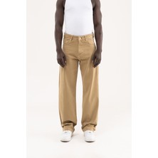 Machinist Erkek Soft Surfaced Baggy Relaxed Jean Pantolon Kahverengi