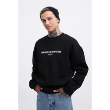 Machinist Erkek Icon Baskılı Oversize Sweatshirt Siyah