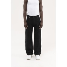 Machinist Erkek Abstract Patterned Baggy Jean Pantolon Siyah