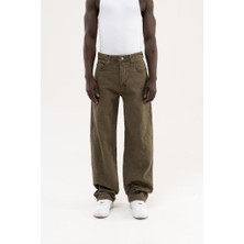 Machinist Erkek Abstract Distressed Patterned Baggy Jean Pantolon Haki