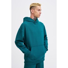 Machinist Erkek Basic Diagonel Kapüşonlu Sweatshirt Yağ Yeşili