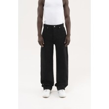 Machinist Erkek Abstract Distressed Patterned Baggy Jean Pantolon Siyah
