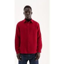 Machinist Erkek Basic Uzun Kollu Cotton Gömlek Bordo