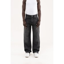 Machinist Erkek Efektli Baggy Jean Pantolon Siyah