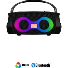 Hietech Bluetooth Hoparlör Rgb Işıklı Fm Radyolu USB Tf Kart Girişli Taşınabilir Kablosuz Speaker