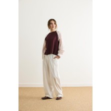 Zülays Poplin Kol Detaylı Bluz Bordo