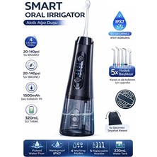 Light Nova Şarjlı Akıllı Ağız Duşu Cihazı | 5 Başlıklı | 4 Modlu | Ipx7 Su Geçirmez | 320ML Su Tankı