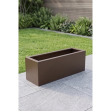 Desen Dekorasyon Zenith 80x27x29 cm Metal Yatay Dikdörtgen AcıKahve Saksılık - İç ve Dış Mekan Modern Saksı