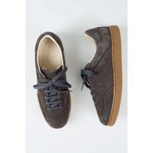 Krähe Krahe Calijero Erkek Hakiki Deri Bağcıklı Antrasit Sneakers