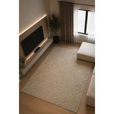 Tch Home Living Arktis Bej Iskandinav Yumuşak Jüt Taban Dokuma Halı Salon Mutfak Oturma Odası Koridor Yolluk Çocuk Odası Halısı 01122