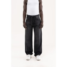 Machinist Erkek Oversize Baggy Yıkamalı Jean Pantolon Siyah