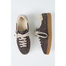 Krähe Krahe Calijero 2 Erkek Hakiki Deri Bağcıklı Antrasit - Bej Sneakers