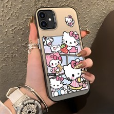 Ucuc iPhone 12/12 Pro Uyumlu Sert Akrilik Arka Silikon Kenar Lens Koruma Şık Baskı Kılıf