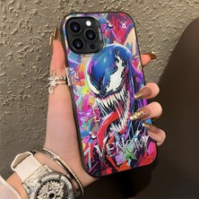 Ucuc iPhone 14 Pro Max Uyumlu Sert Akrilik Arka Silikon Kenar Lens Koruma Şık Baskı Kılıf