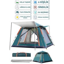 Light Nova 6 Kişilik Tam Otomatik Tenteli Çift Kapılı Kare Kamp Çadırı | 210 x 210 x 140CM | Su Geçirmez