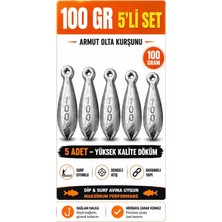 Ek Av Ekipmanları 100 gr Armut Olta Kurşunu 5 Li Set Kurşun Materyal ile Dayanıklı Yapı