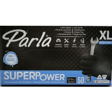 Parla Superpower 50 Adet Xl Elmas Dokulu Nitril Eldiven Siyah 5 Paket