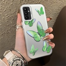 Ucuc Samsung Galaxy M23/M13 Uyumlu Sert Akrilik Arka Silikon Kenar Lens Koruma Şık Baskı Kılıf