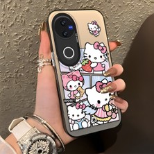 Ucuc Vivo V50 Uyumlu Sert Akrilik Arka Silikon Kenar Lens Koruma Şık Baskı Kılıf