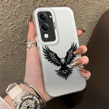 Ucuc Vivo Y04 Uyumlu Sert Akrilik Arka Silikon Kenar Lens Koruma Şık Baskı Kılıf