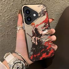 Ucuc iPhone 16 Plus Uyumlu Sert Akrilik Arka Silikon Kenar Lens Koruma Şık Baskı Kılıf