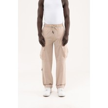 Machinist Erkek Çok Cepli Kargo Baggy Jean Pantolon Bej
