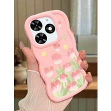 Ucuc Tecno Spark 20/20C Uyumlu Pembe Silikon Kılıf Kamera Korumalı Darbe Emici Tasarım Şık Baskı Kılıf