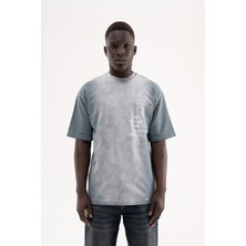 Machinist Erkek Printed Pocket Oversize Tişört Gri