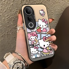 Ucuc Vivo V50 Lite 4g/5g Uyumlu Sert Akrilik Arka Silikon Kenar Lens Koruma Şık Baskı Kılıf