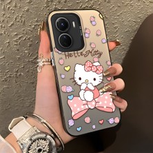 Ucuc Vivo Y16/Y02S/Y56 Uyumlu Sert Akrilik Arka Silikon Kenar Lens Koruma Şık Baskı Kılıf