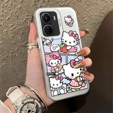 Ucuc Vivo Y16/Y02S/Y56 Uyumlu Sert Akrilik Arka Silikon Kenar Lens Koruma Şık Baskı Kılıf