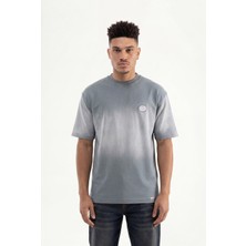 Machinist Erkek Logo Embroidered Oversize Tişört Gri
