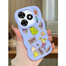 Ucuc Tecno Spark 20/20C Uyumlu Mavi Silikon Kılıf Kamera Korumalı Darbe Emici Tasarım Şık Baskı Kılıf