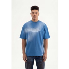 Machinist Erkek M Logo Patched Washing Oversize Tişört Indigo
