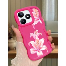 Ucuc Realme C51/C53 Uyumlu Fuşya Silikon Kılıf Kamera Korumalı Darbe Emici Tasarım Şık Baskı Kılıf