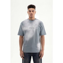 Machinist Erkek M Logo Patched Washing Oversize Tişört Gri