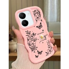 Ucuc Vivo Y27/Y27S Uyumlu Pembe Silikon Kılıf Kamera Korumalı Darbe Emici Tasarım Şık Baskı Kılıf